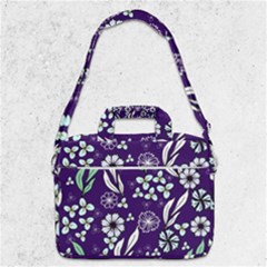 Floral Blue Pattern  Shoulder Laptop Bag by MintanArt