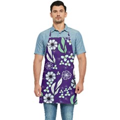 Floral Blue Pattern  Kitchen Apron by MintanArt