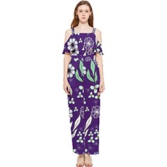 Floral Blue Pattern  Draped Sleeveless Chiffon Jumpsuit by MintanArt