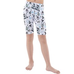 Winter Story Patern Kids  Mid Length Swim Shorts by MintanArt