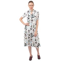 Winter Story Patern Keyhole Neckline Chiffon Dress by MintanArt