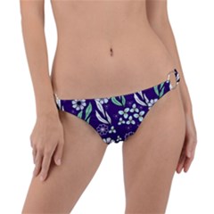 Floral Blue Pattern  Ring Detail Bikini Bottom by MintanArt