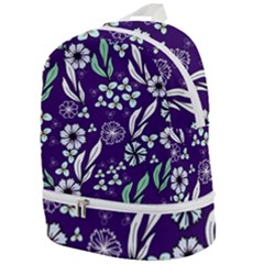 Floral Blue Pattern  Zip Bottom Backpack by MintanArt