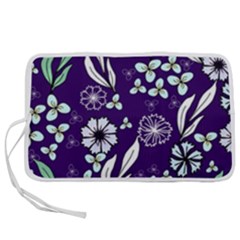 Floral Blue Pattern  Pen Storage Case (m) by MintanArt