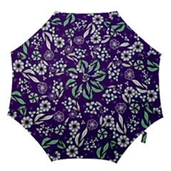 Floral Blue Pattern  Hook Handle Umbrellas (large) by MintanArt