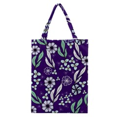 Floral Blue Pattern  Classic Tote Bag by MintanArt