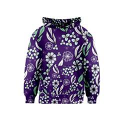 Floral Blue Pattern  Kids  Pullover Hoodie by MintanArt