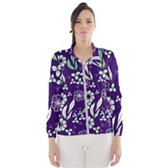 Floral Blue Pattern  Women s Windbreaker by MintanArt