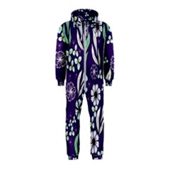 Floral Blue Pattern  Hooded Jumpsuit (kids)