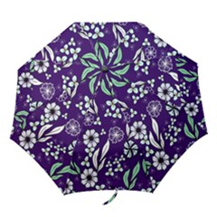 Floral Blue Pattern  Folding Umbrellas by MintanArt