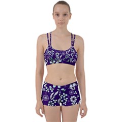 Floral Blue Pattern  Perfect Fit Gym Set by MintanArt