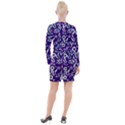 Floral blue pattern  Button Long Sleeve Dress View2