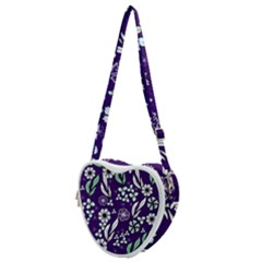 Floral Blue Pattern  Heart Shoulder Bag by MintanArt