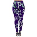 Floral blue pattern  Lightweight Velour Leggings View2