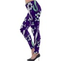 Floral blue pattern  Lightweight Velour Leggings View3