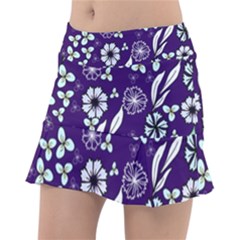 Floral Blue Pattern  Tennis Skorts by MintanArt