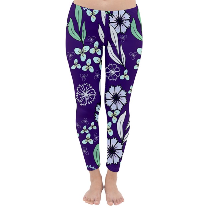 Floral blue pattern  Classic Winter Leggings