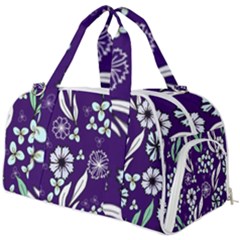 Floral Blue Pattern  Burner Gym Duffel Bag by MintanArt