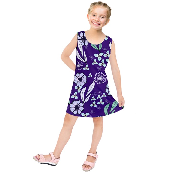 Floral blue pattern  Kids  Tunic Dress