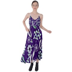 Floral Blue Pattern  Tie Back Maxi Dress by MintanArt