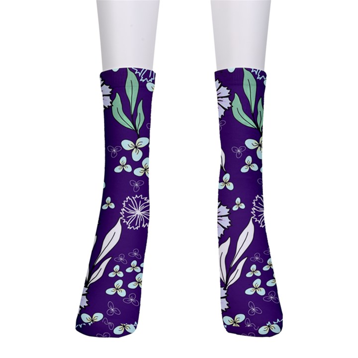 Floral blue pattern  Men s Crew Socks