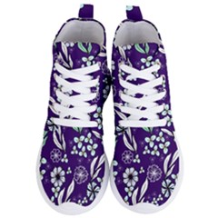 Floral Blue Pattern  Women s Lightweight High Top Sneakers by MintanArt