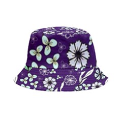 Floral Blue Pattern  Inside Out Bucket Hat by MintanArt