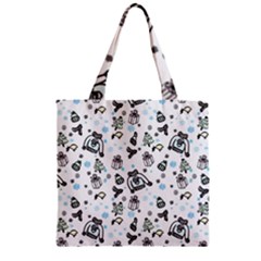 Winter Story Patern Zipper Grocery Tote Bag by MintanArt