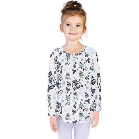 Winter Story Patern Kids  Long Sleeve Tee by MintanArt