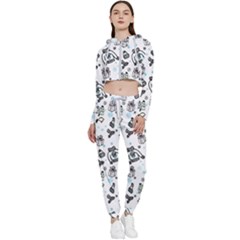 Winter Story Patern Cropped Zip Up Lounge Set by MintanArt