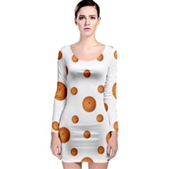 Tangerines Photo Motif Pattern Design Long Sleeve Bodycon Dress