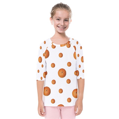 Tangerines Photo Motif Pattern Design Kids  Quarter Sleeve Raglan Tee by dflcprintsclothing