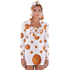 Tangerines Photo Motif Pattern Design Long Sleeve Hooded T-shirt by dflcprintsclothing