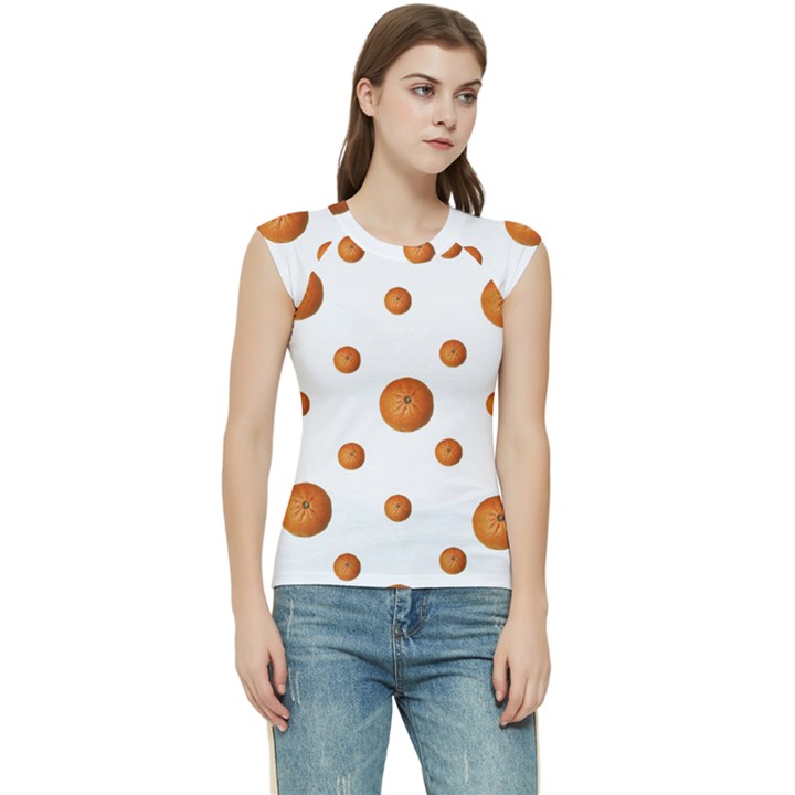 Tangerines Photo Motif Pattern Design Women s Raglan Cap Sleeve Tee