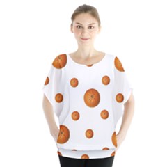 Tangerines Photo Motif Pattern Design Batwing Chiffon Blouse