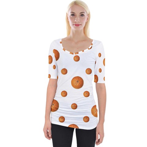 Tangerines Photo Motif Pattern Design Wide Neckline Tee by dflcprintsclothing