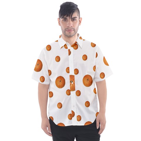 Tangerines Photo Motif Pattern Design Men s Short Sleeve Shirt by dflcprintsclothing