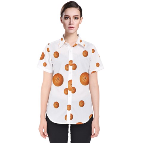 Tangerines Photo Motif Pattern Design Women s Short Sleeve Shirt by dflcprintsclothing