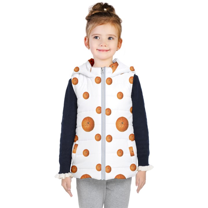 Tangerines Photo Motif Pattern Design Kids  Hooded Puffer Vest