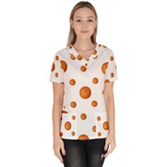 Tangerines Photo Motif Pattern Design Women s V-neck Scrub Top by dflcprintsclothing