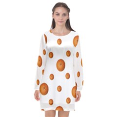 Tangerines Photo Motif Pattern Design Long Sleeve Chiffon Shift Dress  by dflcprintsclothing