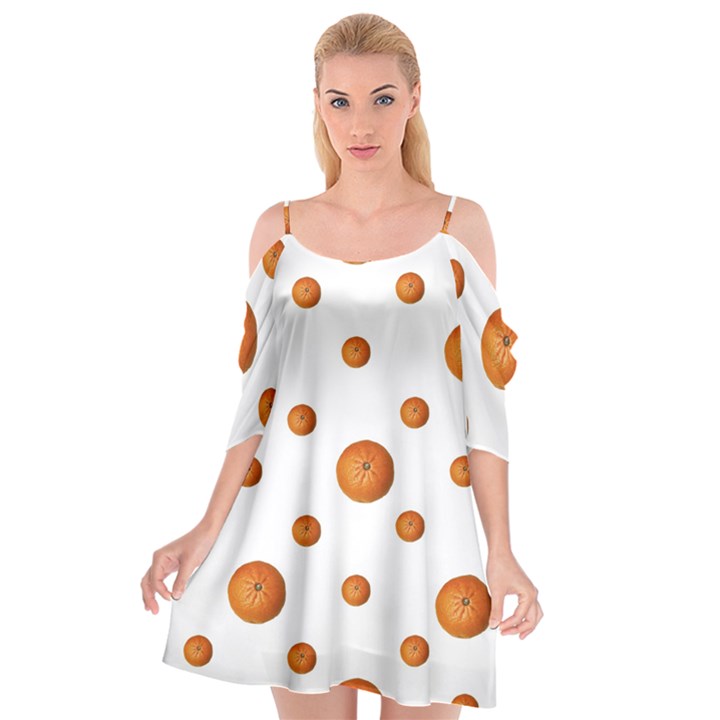 Tangerines Photo Motif Pattern Design Cutout Spaghetti Strap Chiffon Dress