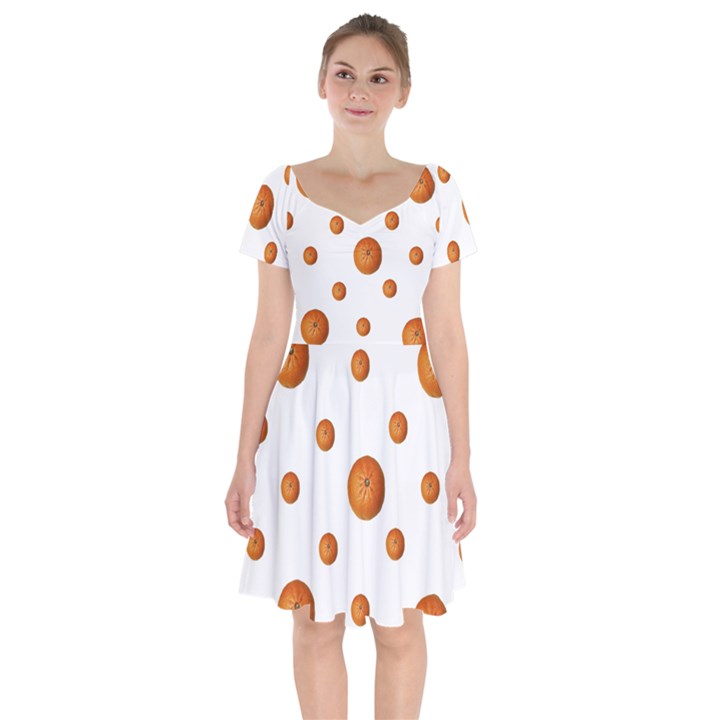 Tangerines Photo Motif Pattern Design Short Sleeve Bardot Dress