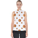 Tangerines Photo Motif Pattern Design Mock Neck Shell Top View1