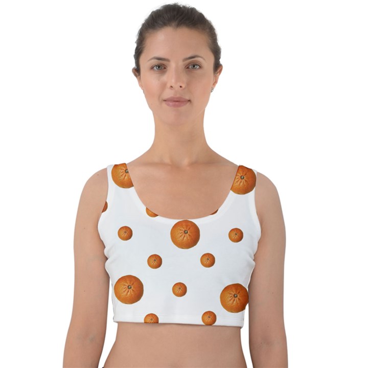 Tangerines Photo Motif Pattern Design Velvet Crop Top