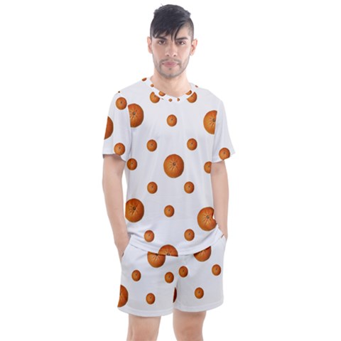 Tangerines Photo Motif Pattern Design Men s Mesh Tee And Shorts Set by dflcprintsclothing