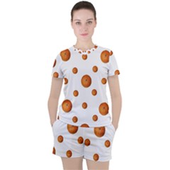 Tangerines Photo Motif Pattern Design Women s Tee and Shorts Set