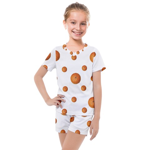 Tangerines Photo Motif Pattern Design Kids  Mesh Tee And Shorts Set by dflcprintsclothing