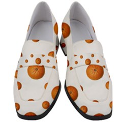 Tangerines Photo Motif Pattern Design Women s Chunky Heel Loafers by dflcprintsclothing