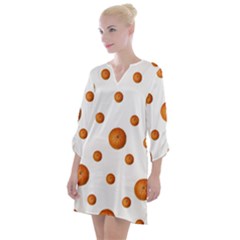 Tangerines Photo Motif Pattern Design Open Neck Shift Dress